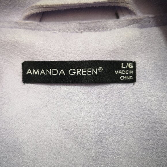 Amanda Green Ladies Size Large Off Set Zip Closure Lilac Bomber Jacket - Picture 3 of 13